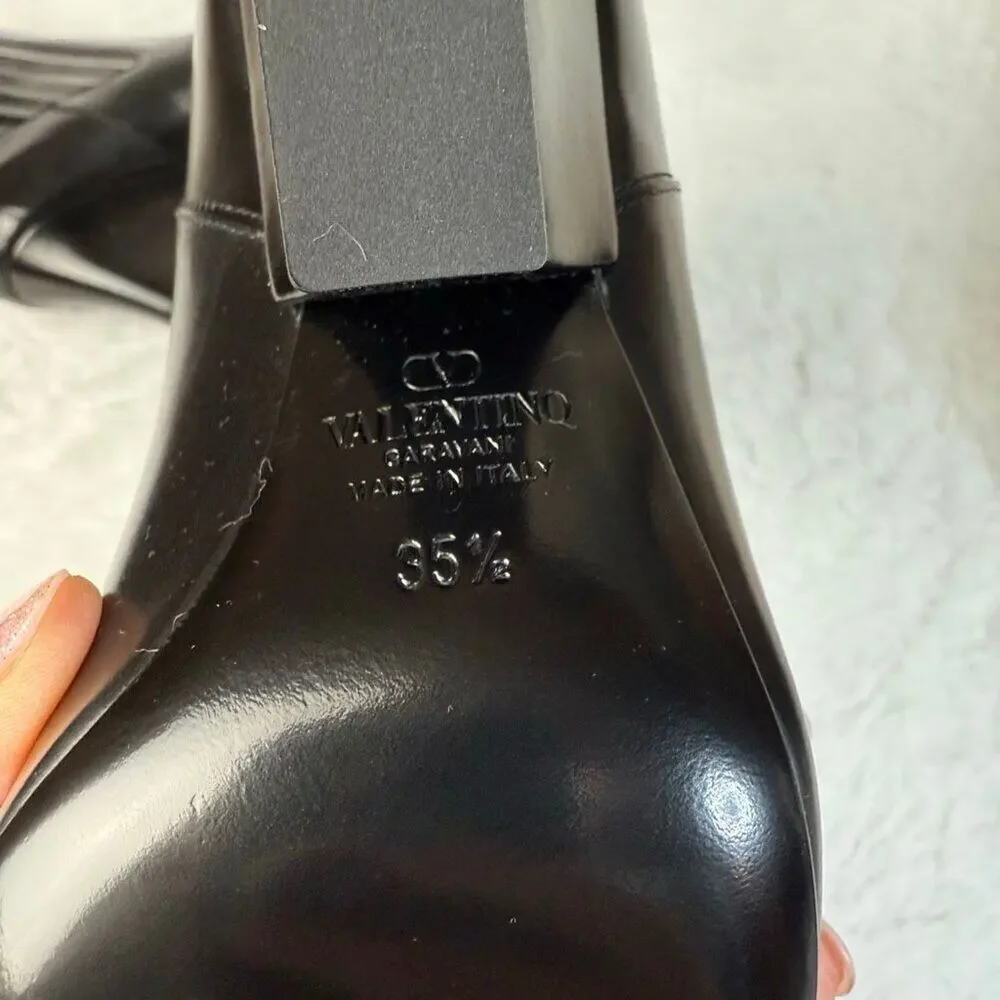 Valentino Garavani VLogo 75MM Lockette Beatle in Brushed Calfskin Boots